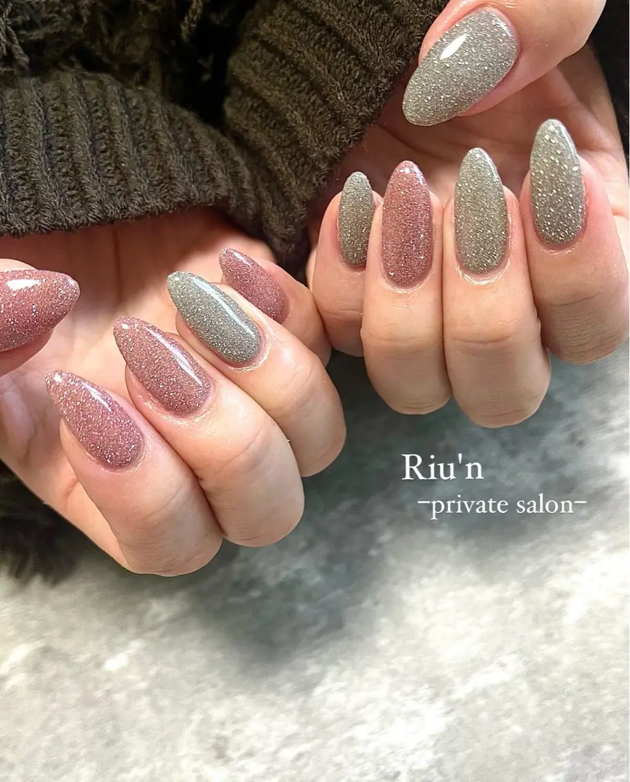 ネイル フラッシュネイル ラメ(グリッター) ハンドネイル Riu*n -private-のネイルデザイン