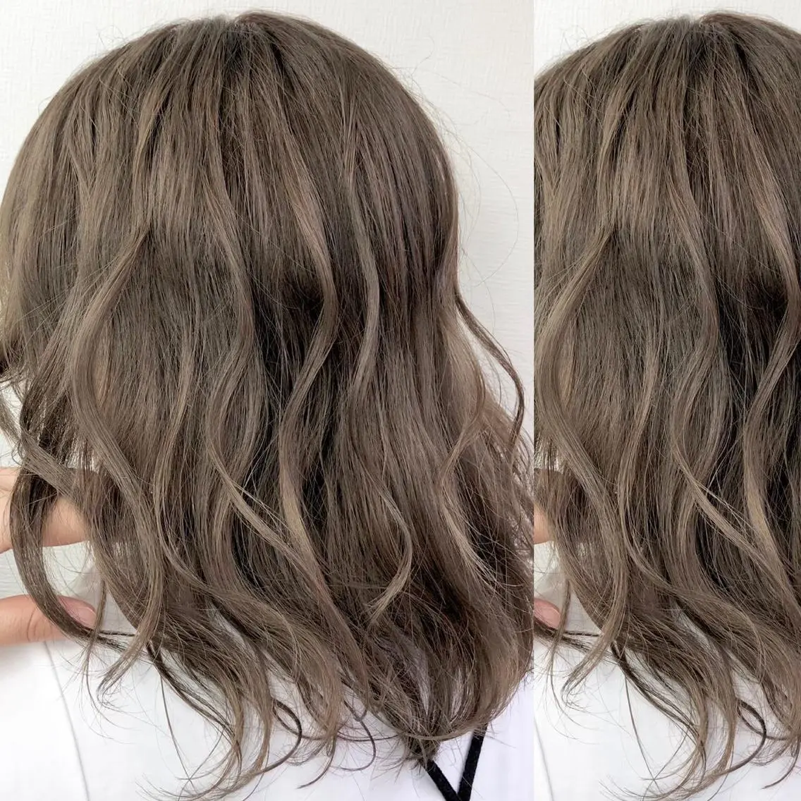 セミロング カラー JuNブリーチに 縮毛矯正するプロのヘアスタイル