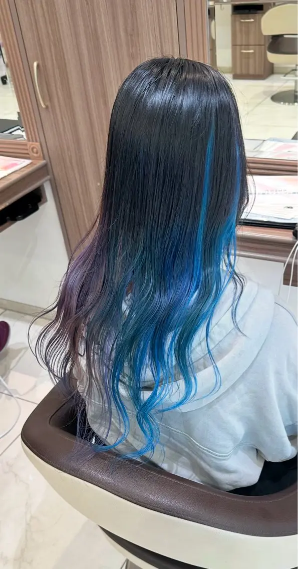 ロング カラー ブリーチ🎨デザイン カラー/れいじ🩶のヘアスタイル