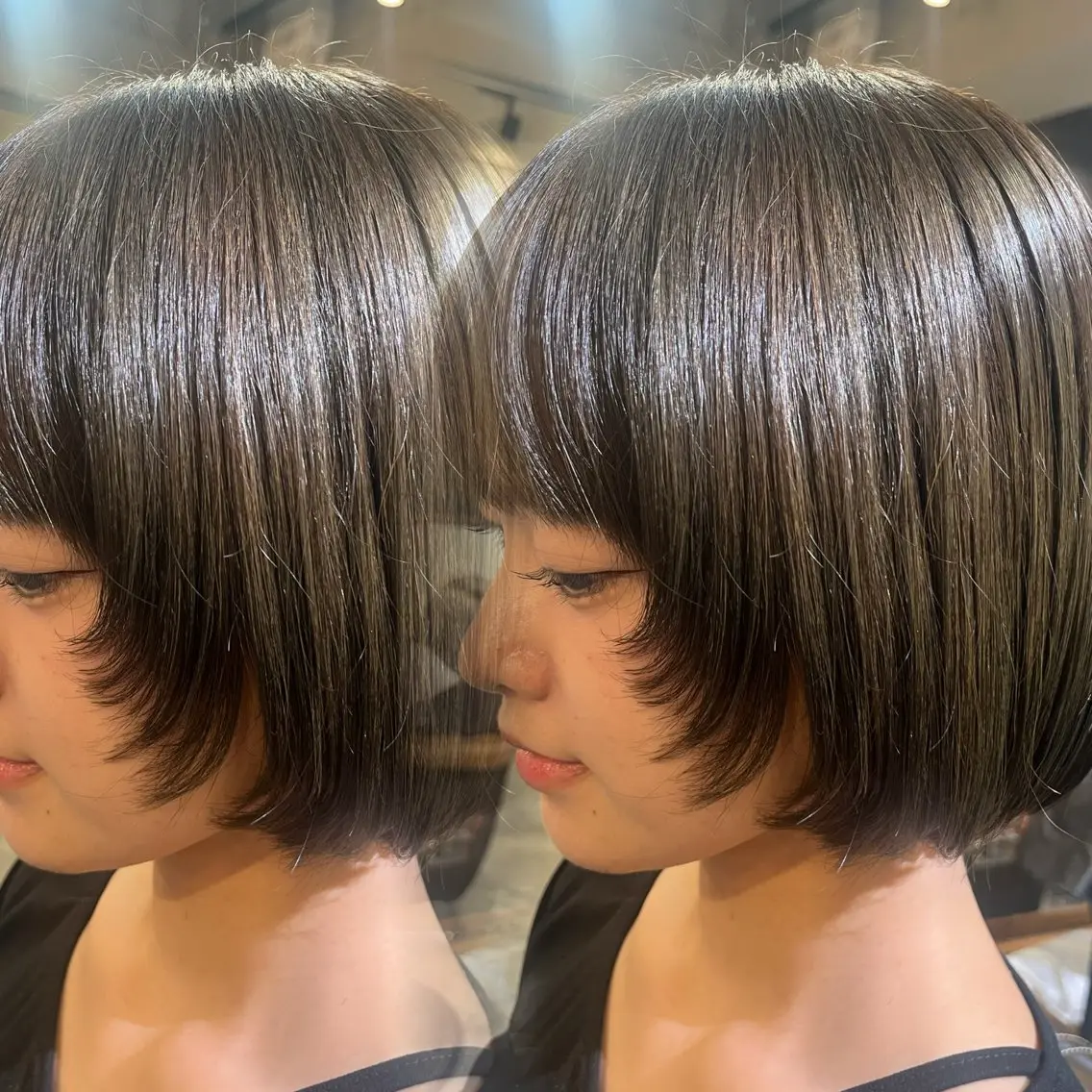 ショート 顔まわりレイヤー 顔周りカット レイヤーカット カット ヘアカラー トリートメント レイヤーカット/暖色 系/徳田真緒のヘアスタイル