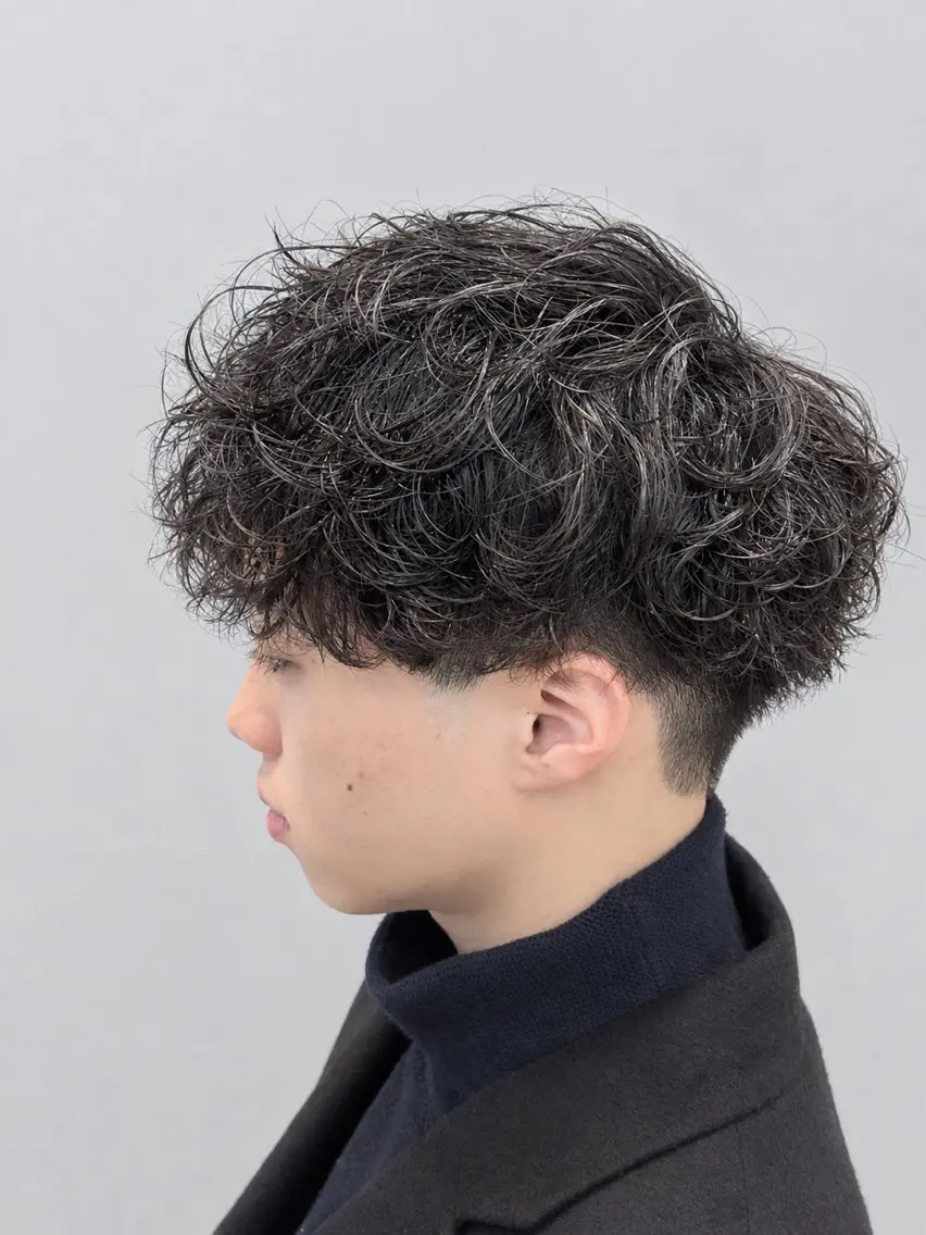 ミディアム パーマ メンズ カット パーマ ヘアセット yukiho❤️ GAUDI 池袋のヘアスタイル