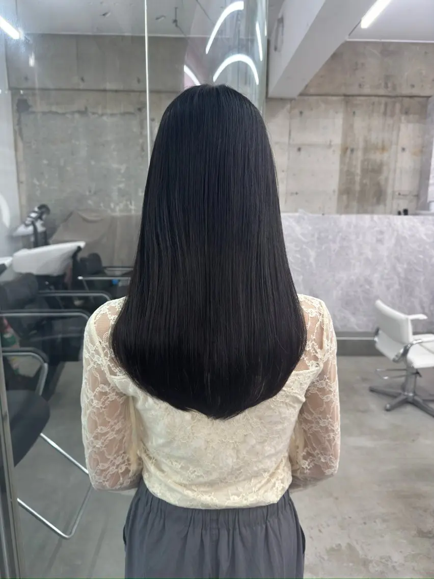 ロング カット 縮毛矯正 【顔まわりレイヤー/ 髪質改善/今崎太河】のヘアスタイル