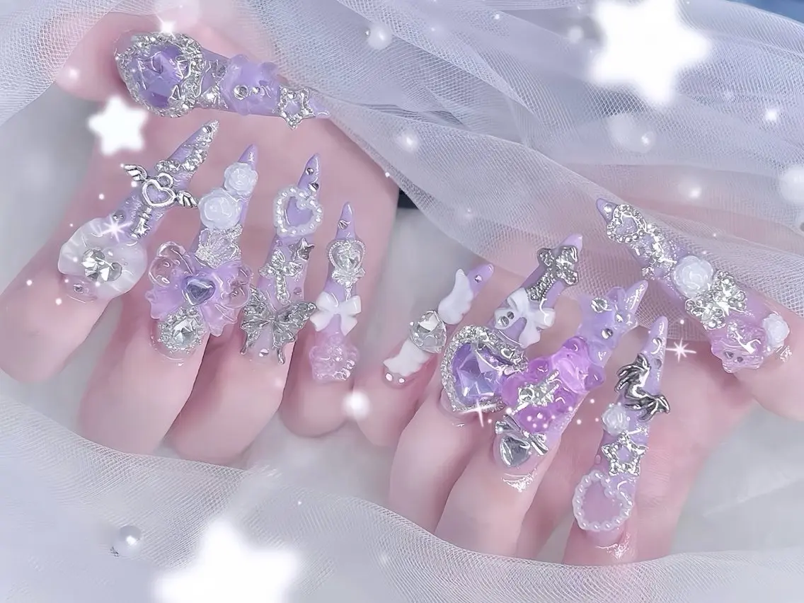 ネイル べっ甲ネイル ブルー 長さ出し フレンチネイル ジェルネイル ハンドネイル Rin Nail 新大久保店のネイルデザイン