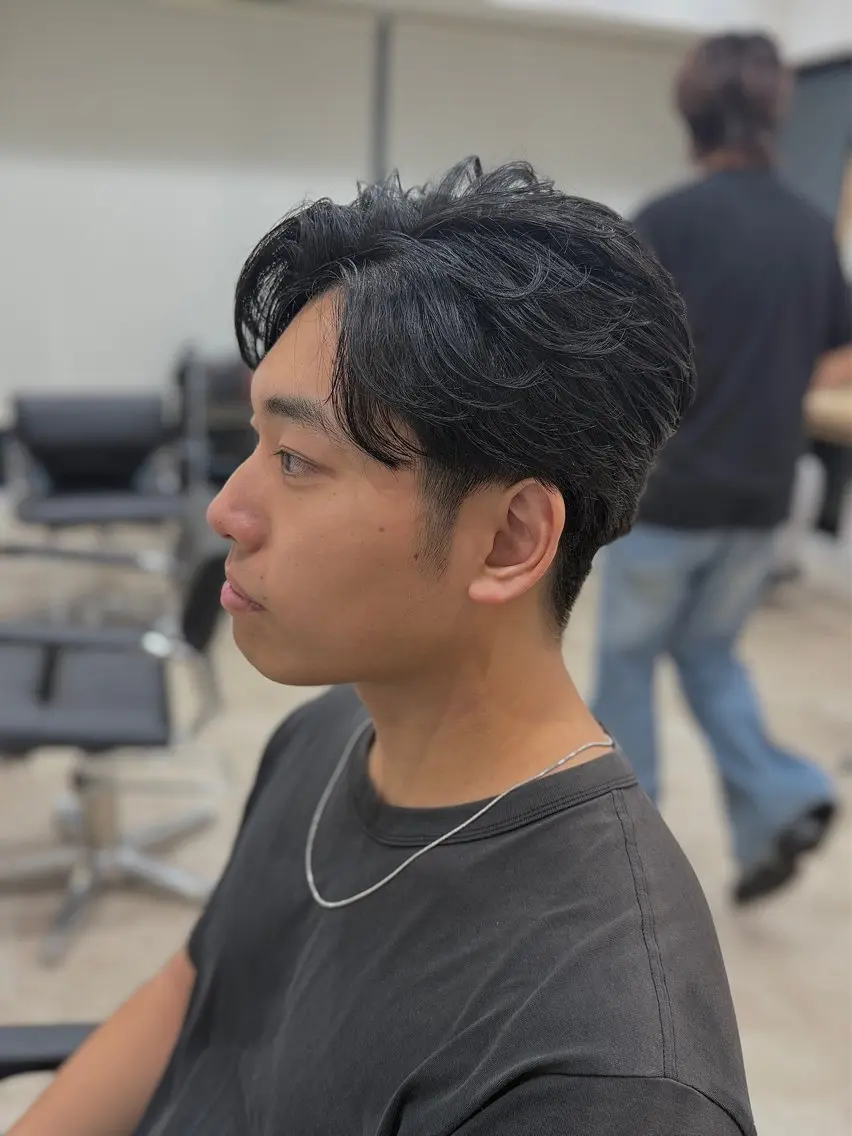 ミディアム パーマ メンズ カット 🌊波巻き特化/ 毛流れ/翔平🌊のヘアスタイル