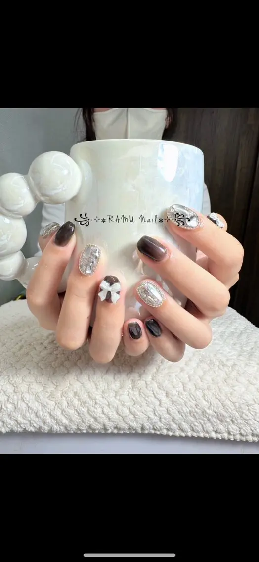 ネイル 韓国ネイル シンプルネイル 冬ネイル ハンドネイル RAMU Nail 恵比寿店のネイルデザイン