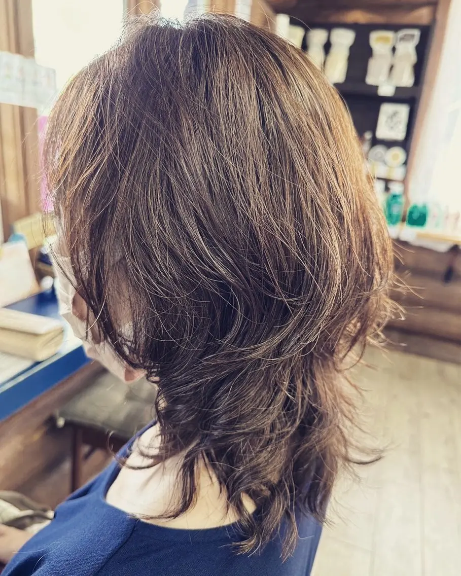 ミディアム パーマ カット ヘアカラー パーマ トリートメント 🌻リンクスハート 島岡 茉生🌻🌼のヘアスタイル