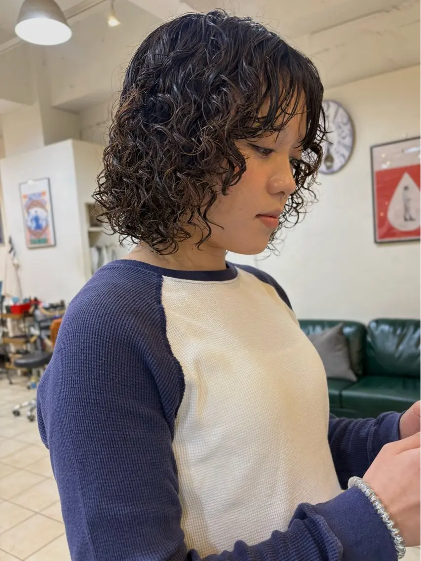 ショート パーマ レイヤーカット カット パーマ ボブパーマ/ スズキユウナのヘアスタイル