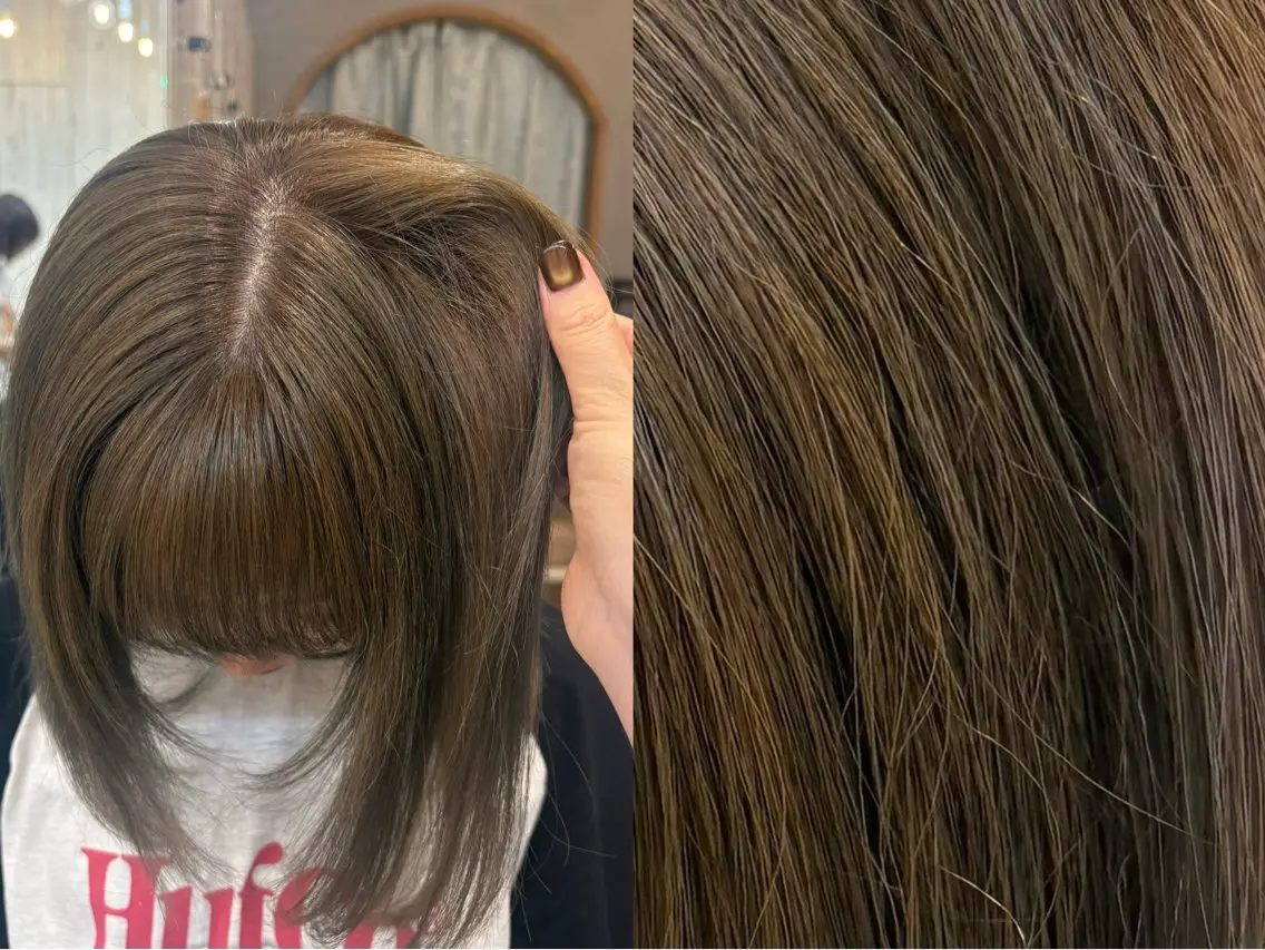 ミディアム カット ヘアカラー トリートメント オリーブベージュ/ボ ブショートたまき🧡のヘアスタイル