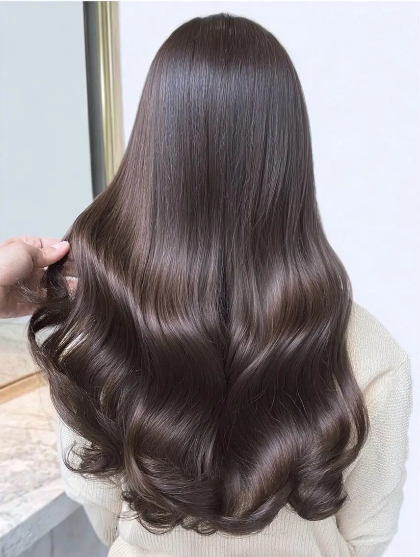ロング 縮毛矯正 絶対綺麗な暖色カラー 🎯あります✨増渕✨のヘアスタイル