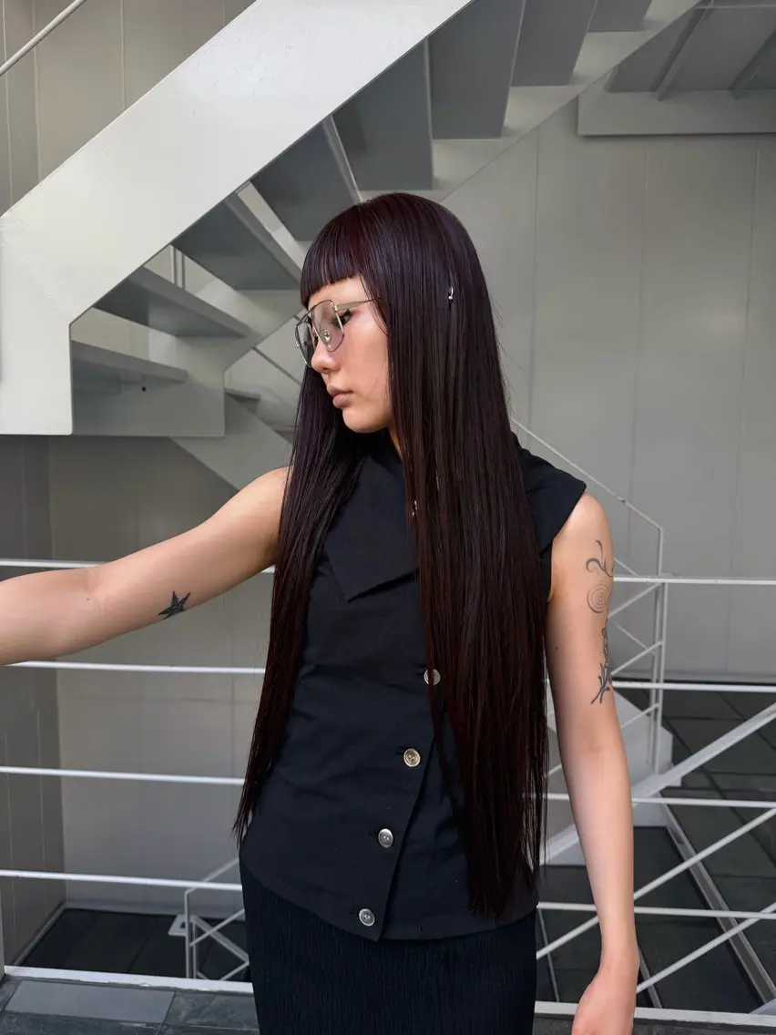 ロング ヘアカラー 縮毛矯正 田中 蘭菜のヘアスタイル