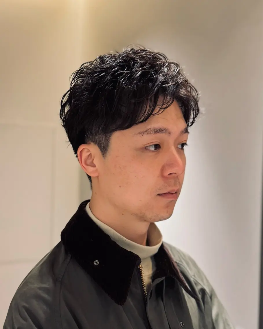 ショート パーマ メンズ メンズパーマ ショートヘア カット パーマ ラフショート メンズパーマ 丸山のヘアスタイル