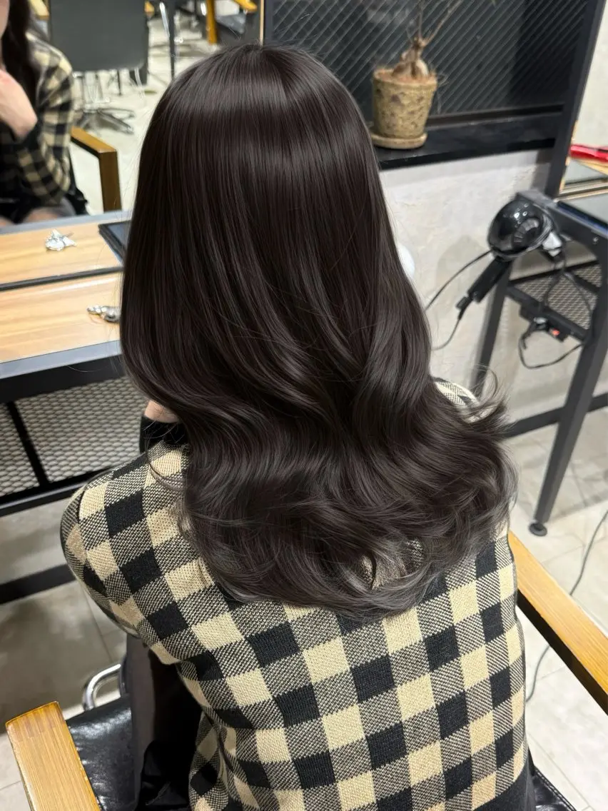 ロング カラー グレージュ ヘアカラー 韓国ヘア りんのヘアスタイル