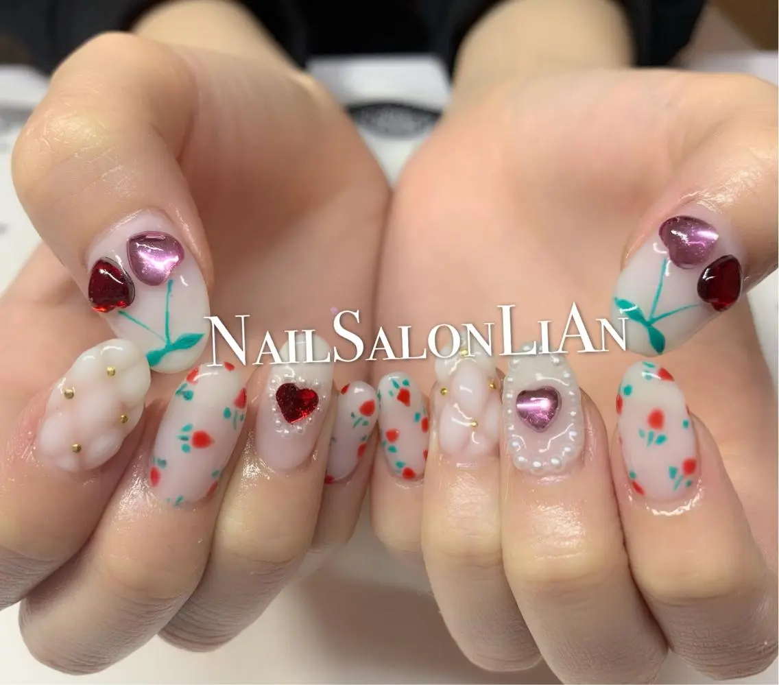 ネイル アートネイル 持ち込み シンプルネイル ストーンネイル NailSalon LiAnのネイルデザイン