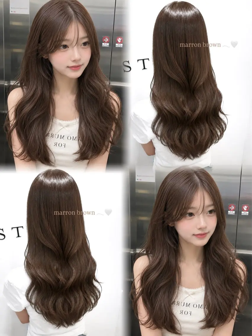 ロング カラー ベージュカラー 黒髪 ブリーチ ブラウンカラー 透明感カラー カット ヘアカラー トリートメント レイヤー｜ハッシュ｜ ヘアセット 山田寛菜のヘアスタイル