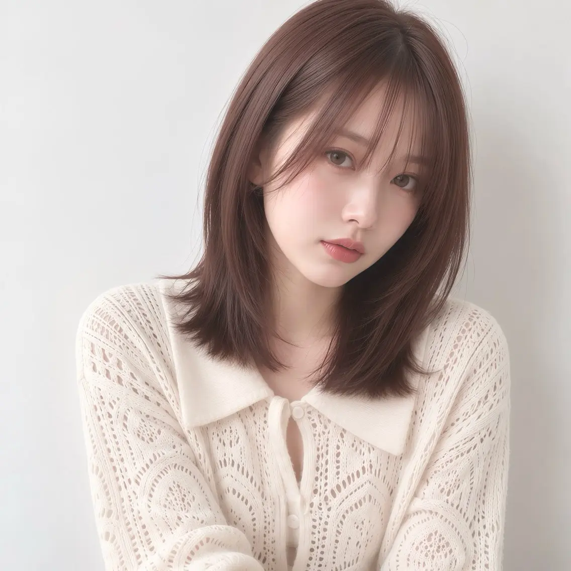 ミディアム カラー ブラウンカラー ココアブラウン カット ヘアカラー トリートメント 銀座/モテ🤍垢抜け レイヤー/ナナコのヘアスタイル