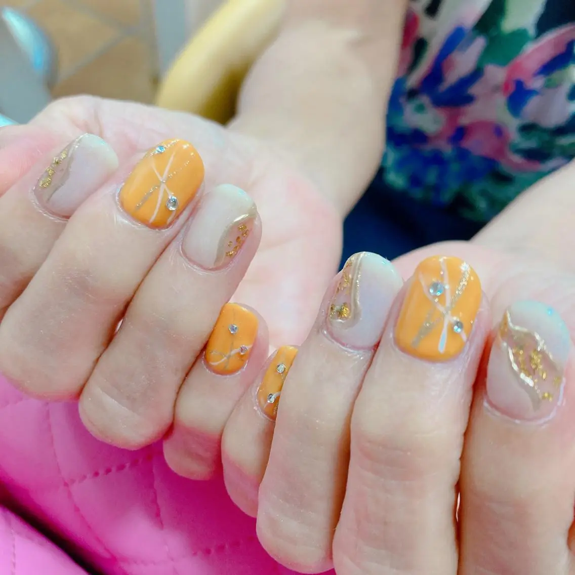 ネイル オレンジ ハンドネイル nailsalon ＫＵＫＵのネイルデザイン