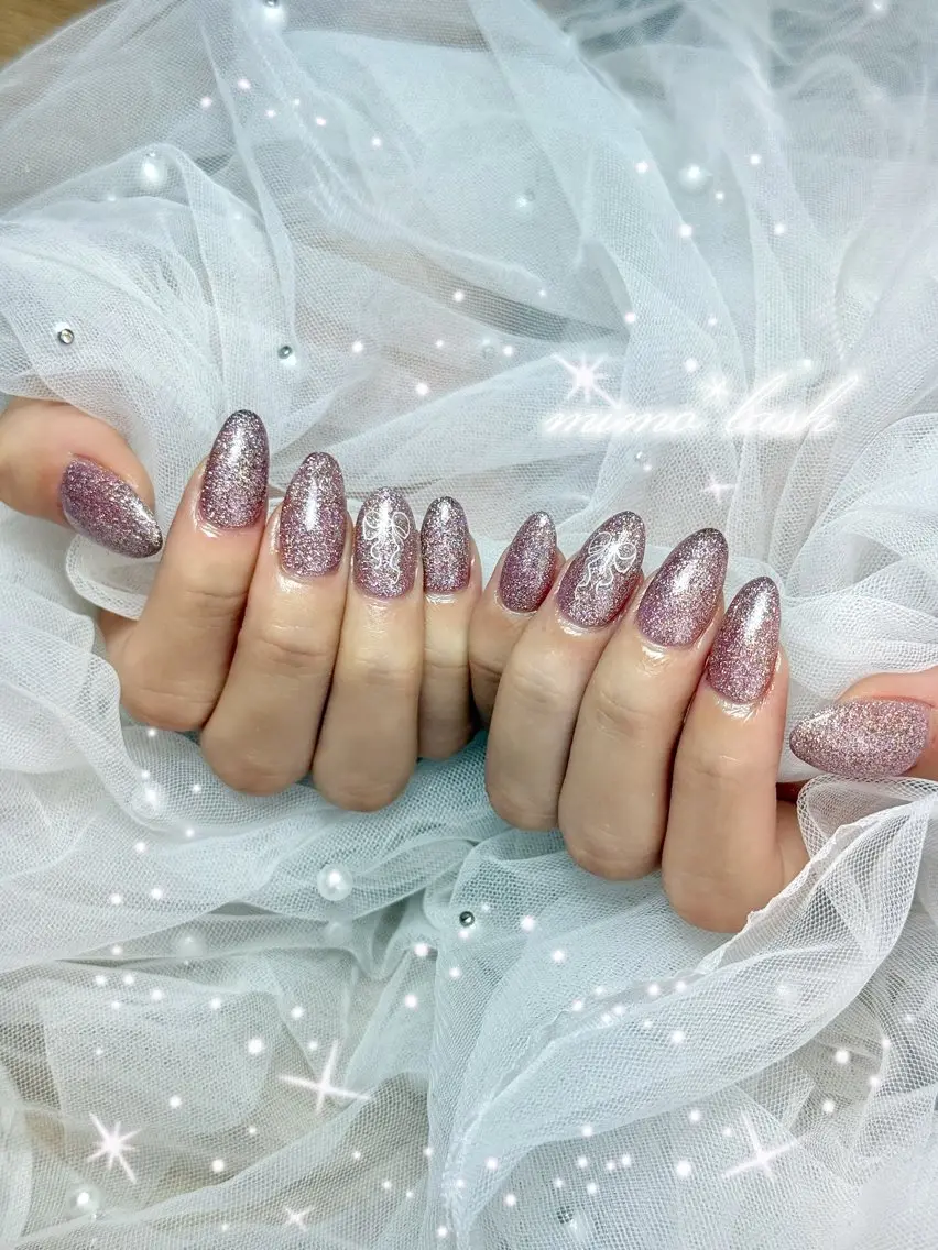 ネイル リボン ハンドネイル mimo*lash 🩰kanatsuのネイルデザイン