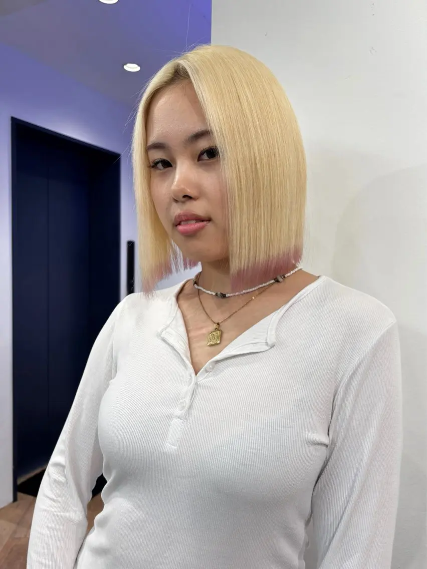 ミディアム ヘアカラー ブリーチ透明感カラー 🍀mizuki🍀のヘアスタイル