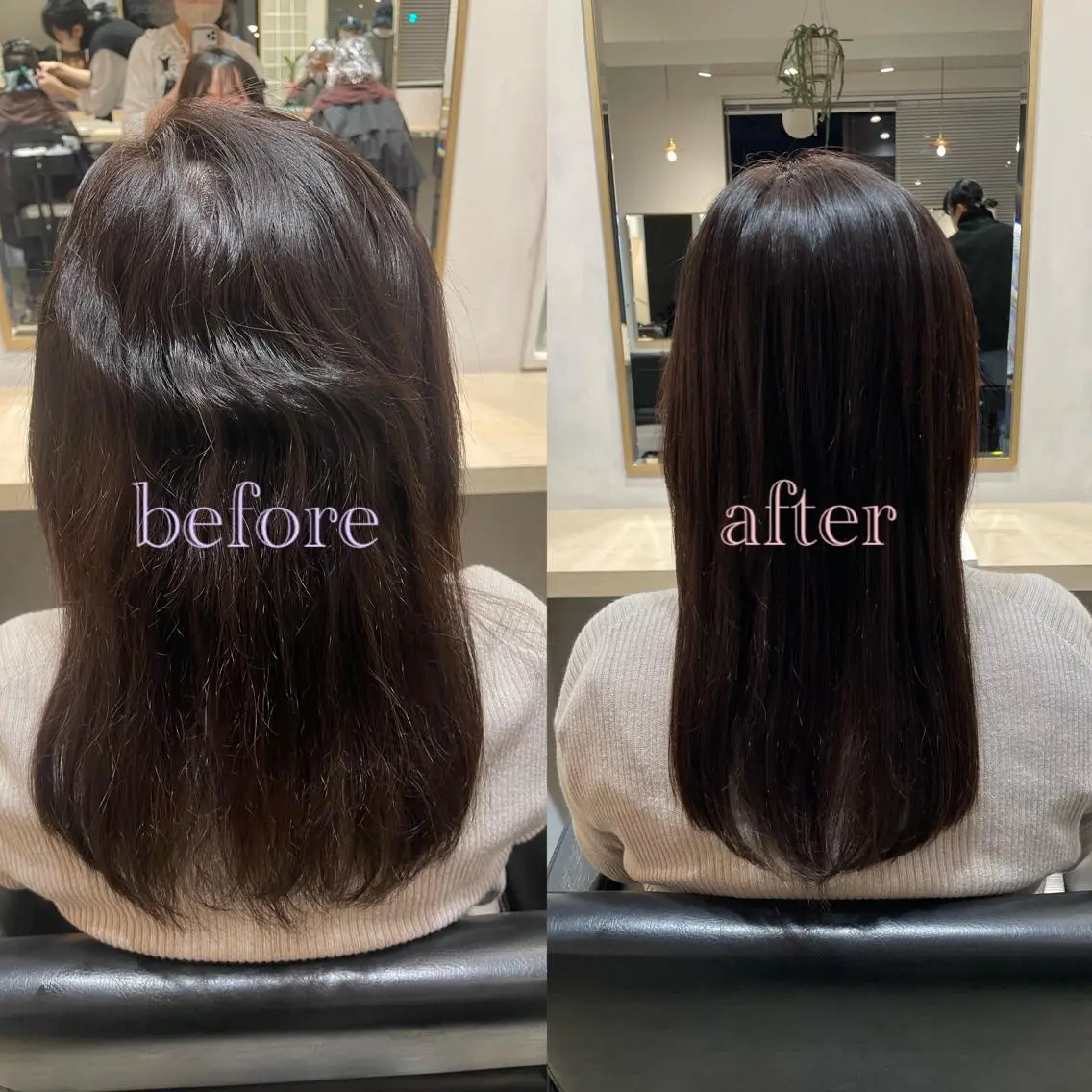 セミロング セミロングパーマ 縮毛矯正 レイヤー♡ 石川優奈のヘアスタイル