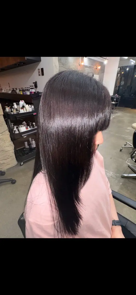 カラー ブリーチ グレージュ 縮毛矯正 池田 菜穂のヘアスタイル