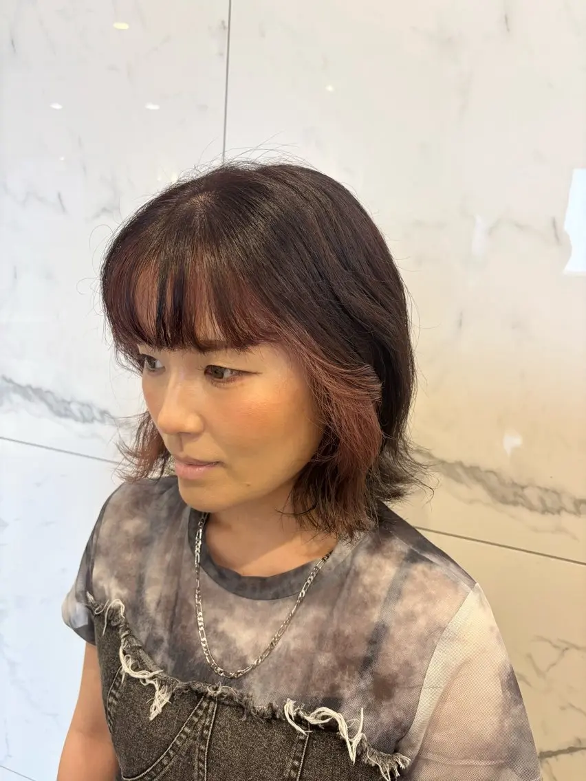 カラー ミストバング フェイスフレーミング ヘアカラー 木村 綺音のヘアスタイル
