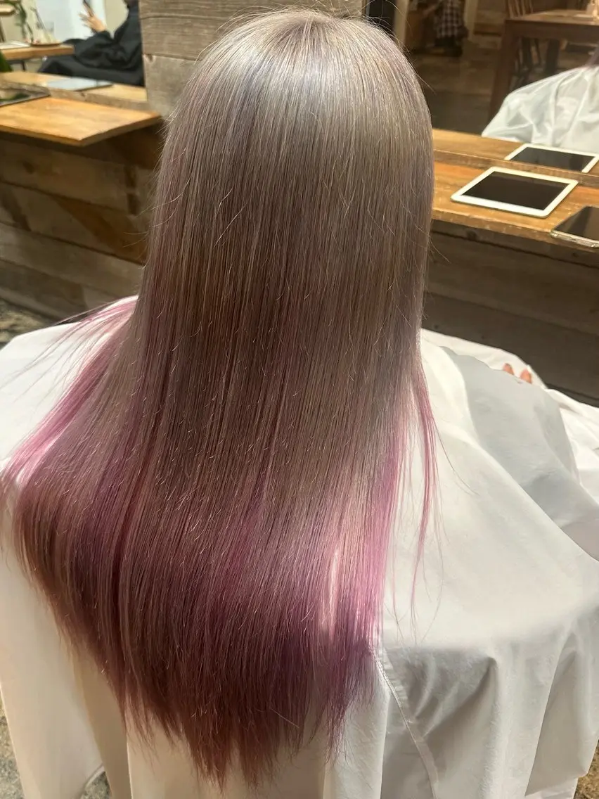 カラー デザインカラー ピンクカラー ピンクパープル シルバー 後藤 嶺王のヘアスタイル