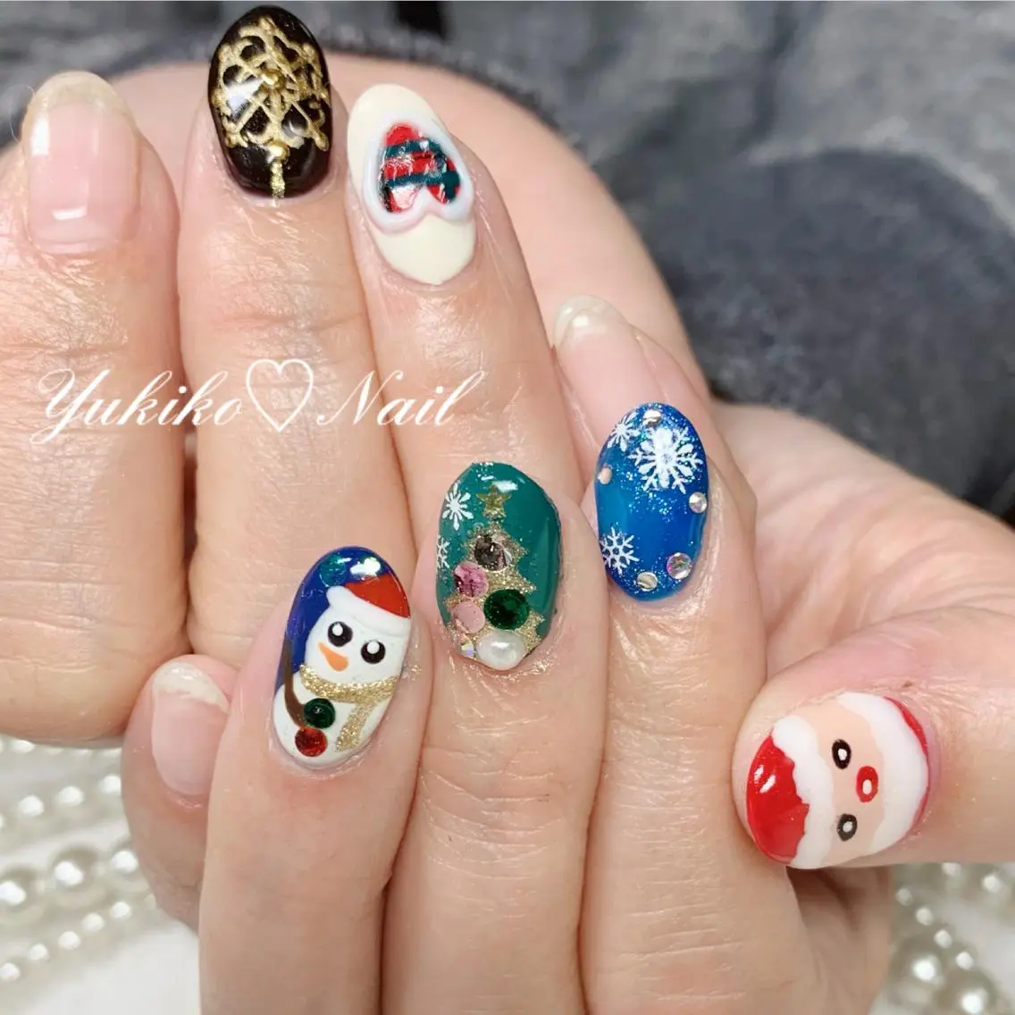 ネイル クリアネイル 冬ネイル クリスマス ユキコ ネイルのネイルデザイン