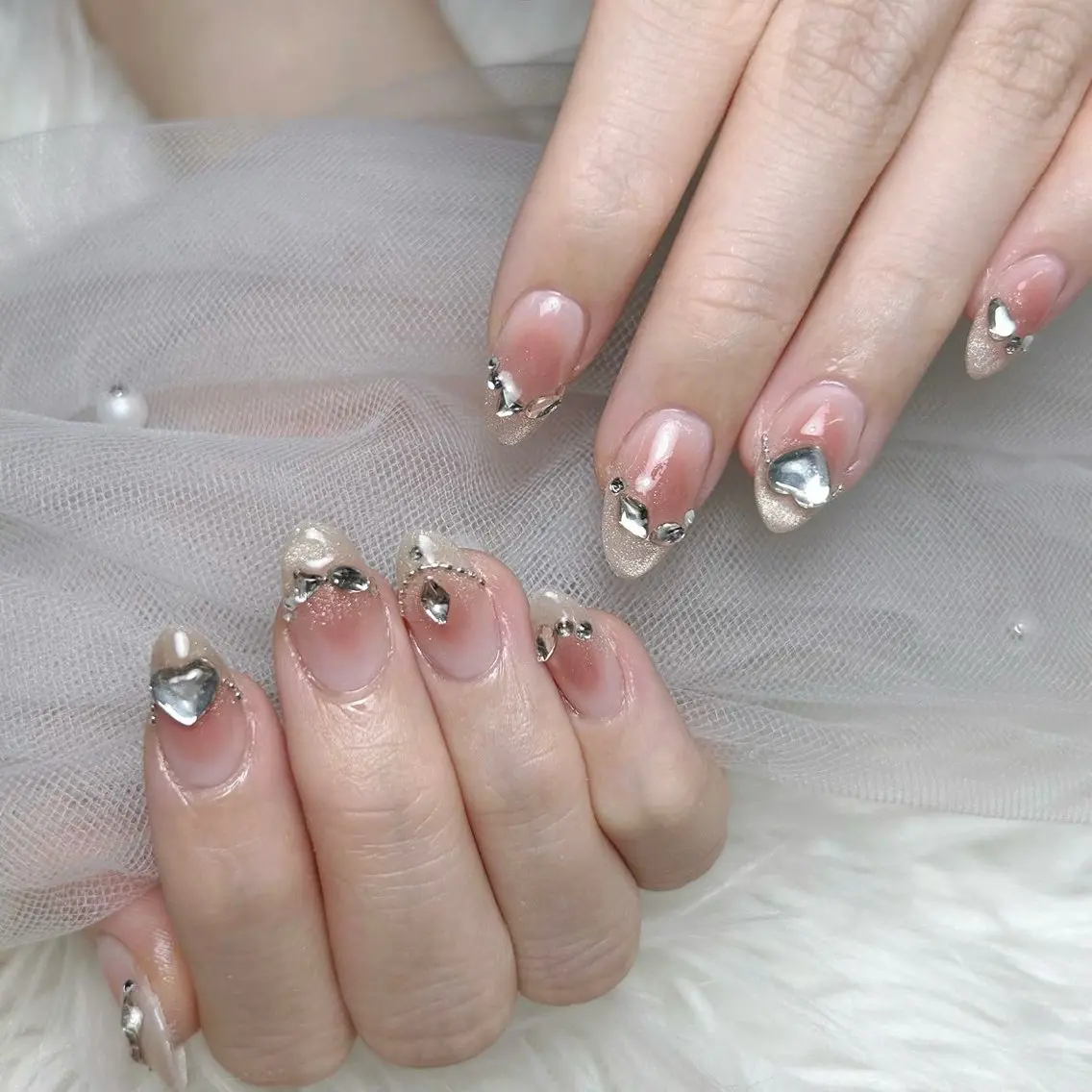 ネイル 長さ出し フレンチネイル ジェルネイル ガラスフレンチ 韓国ネイル ハンドネイル ハンドケア For U nail スカルプ専門店のネイルデザイン