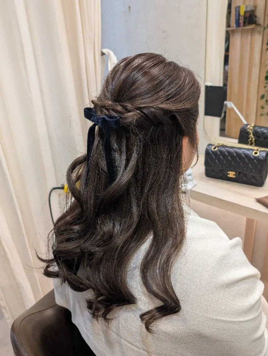 ロング ヘアアレンジ ハーフアップ ロング ヘアセット koto💭 コトのヘアスタイル
