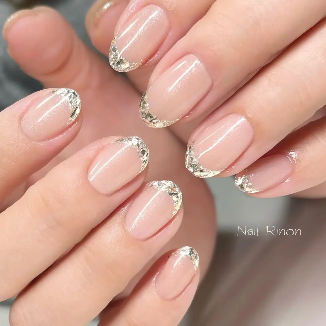ネイル フレンチネイル ガラスフレンチ ハンドネイル Nail Rinonのネイルデザイン