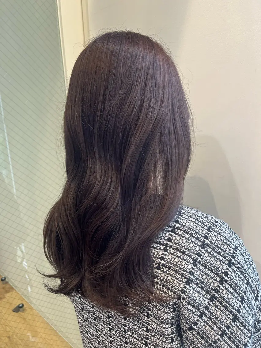 セミロング カラー ベージュカラー ラベンダーカラー ラベンダーベージュ ヘアカラー 暖色カラー/ダブル カラー/名古屋/辻のヘアスタイル