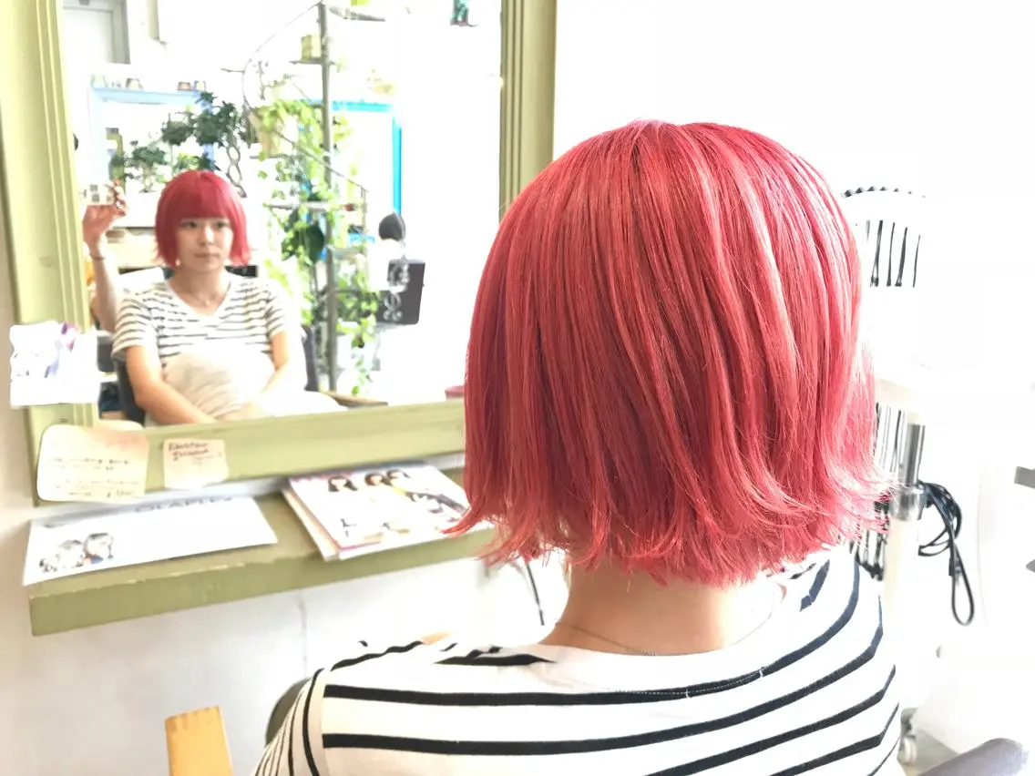 ショート カラー ブリーチ ピンクカラー メンズ指名多数!! 田島史也のヘアスタイル