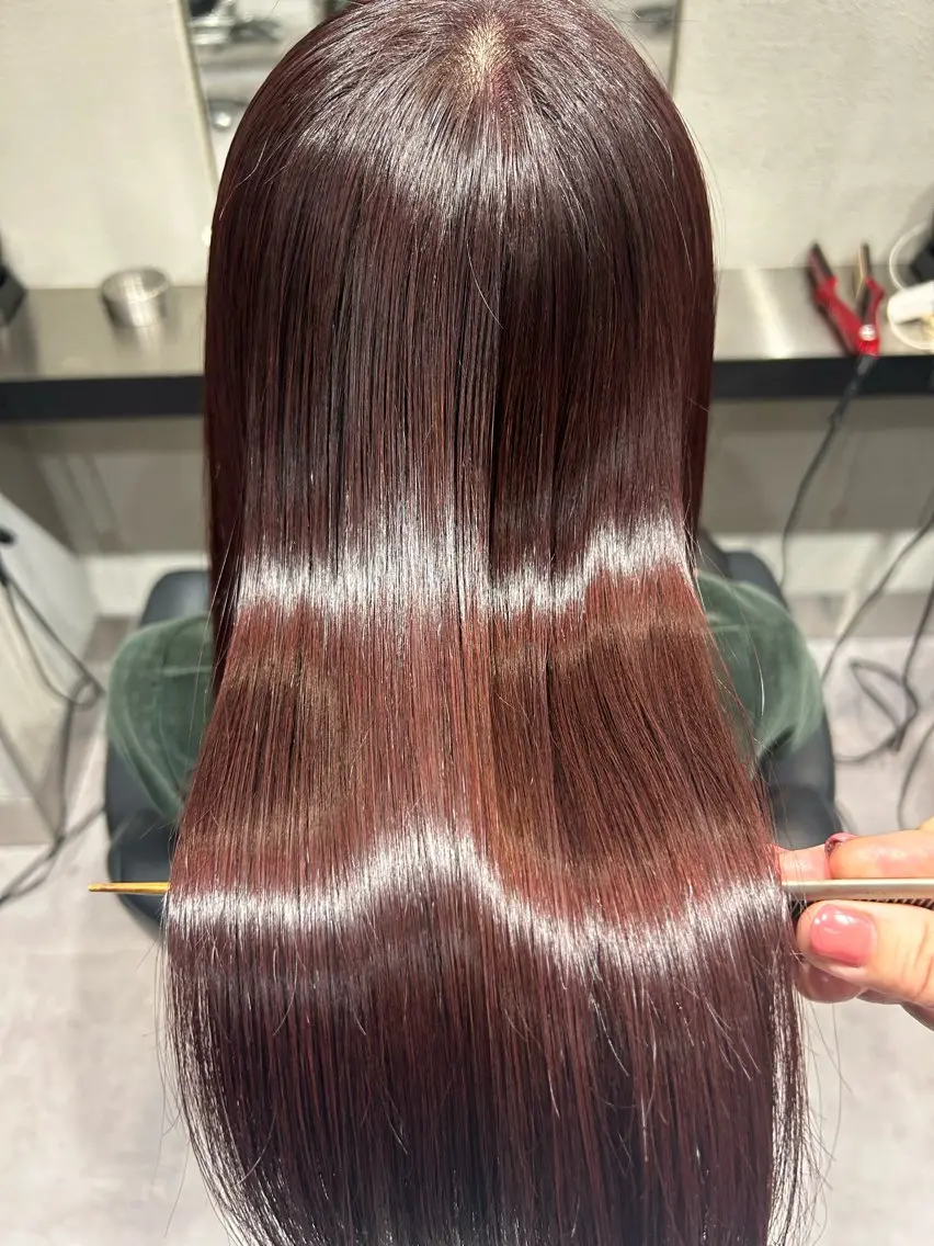 セミロング カラー アプリコットブラウン ブラウンカラー トリートメント 🌈ウルトワ水素 髪質改善naru🌈のヘアスタイル