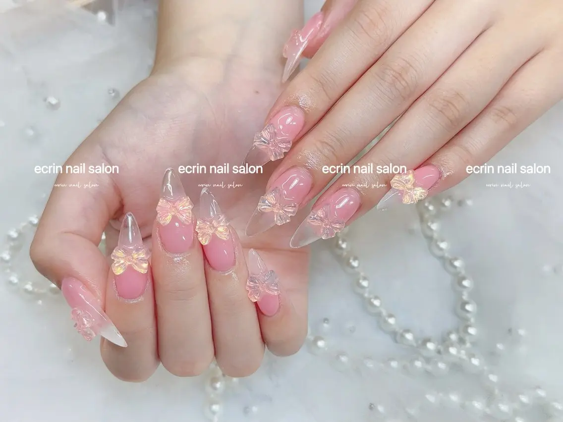 ネイル リボン ネイルチップ ecrin nail salon錦糸町のネイルデザイン