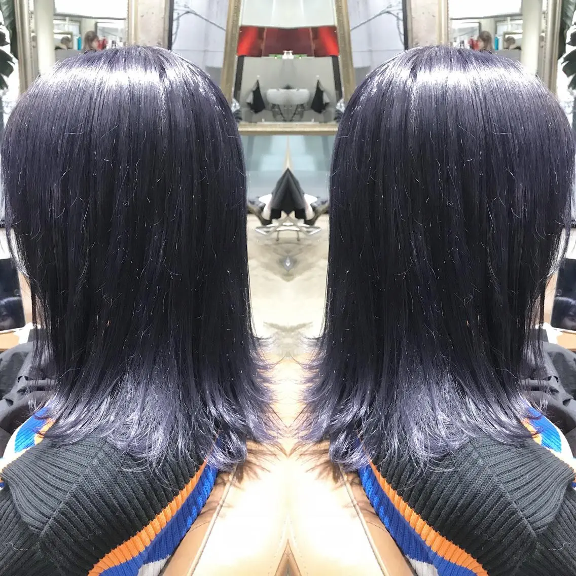 ミディアム カラー パーマ ヘアアレンジ メンズ キッズ ネイル マツエク・マツパ ブルーカラー ネイビーカラー ブルー ネイビー サロンドミルク 原宿のヘアスタイル