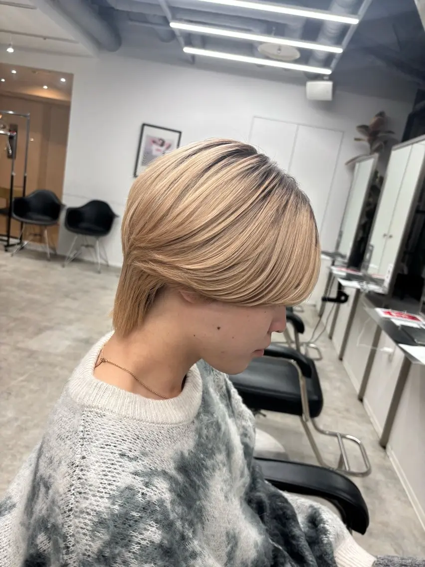 ミディアム カラー メンズ カット ヘアカラー メンズパーマ/新潟/ 万代/高橋悠叶のヘアスタイル