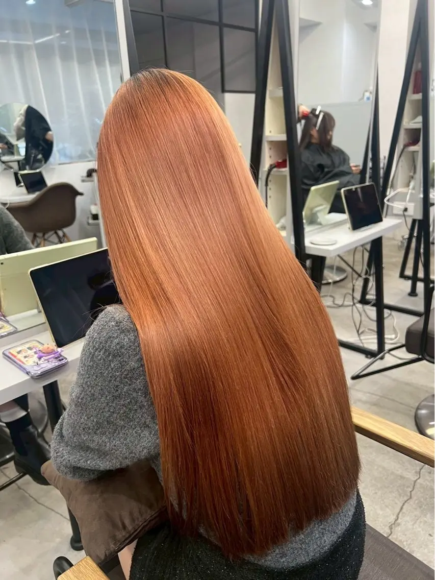 ロング パーマ 縮毛矯正 ハイトーンカラー が絶対可愛い✨泰聖✨のヘアスタイル
