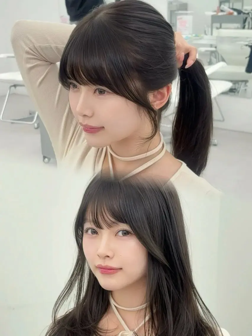 ロング カラー レイヤーカット 小顔カット カット ヘアカラー トリートメント 韓国ヘア/レイヤー/ 顔まわり足立遥奈のヘアスタイル