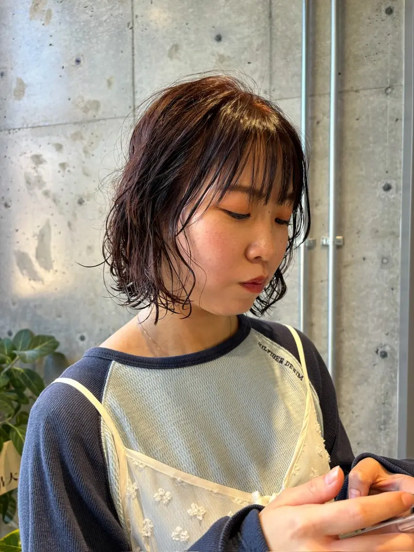 ショート カラー カット パーマ トリートメント トレンドボブ /ミリヤのヘアスタイル