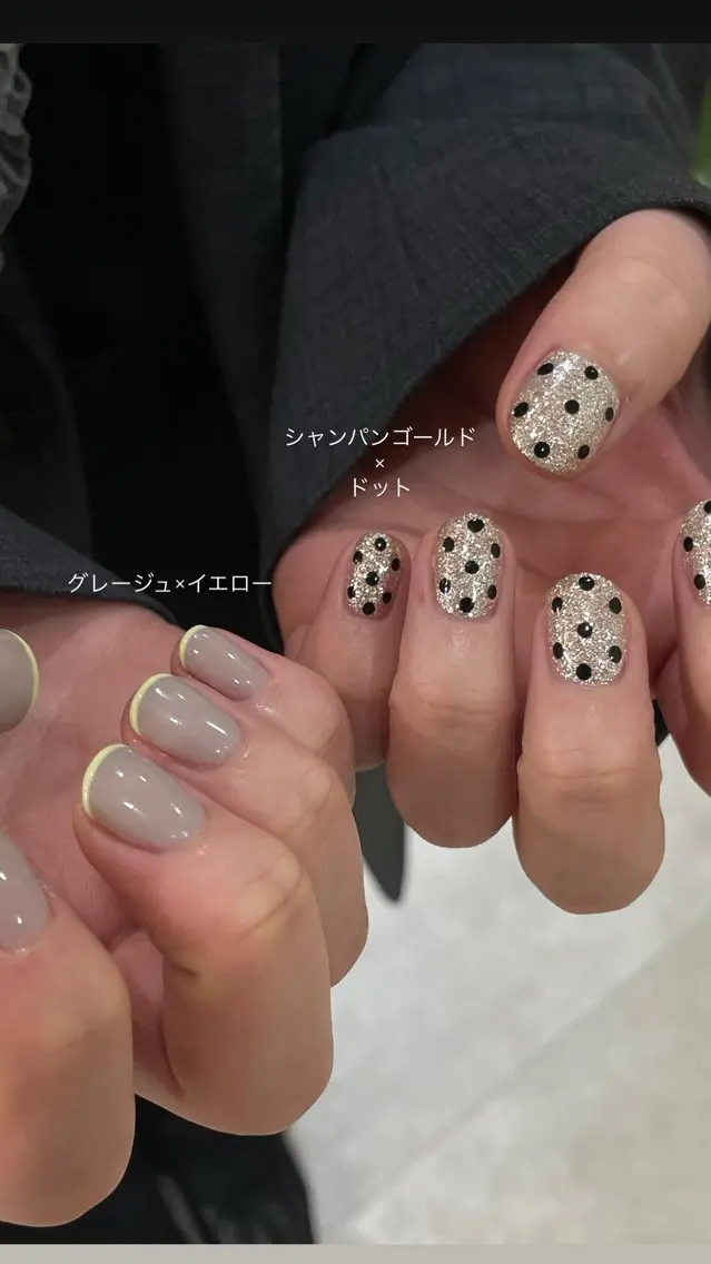 ネイル フレンチネイル ゴールド ラメ(グリッター) 春ネイル 黄色 ハンドネイル you (ユウ)のネイルデザイン