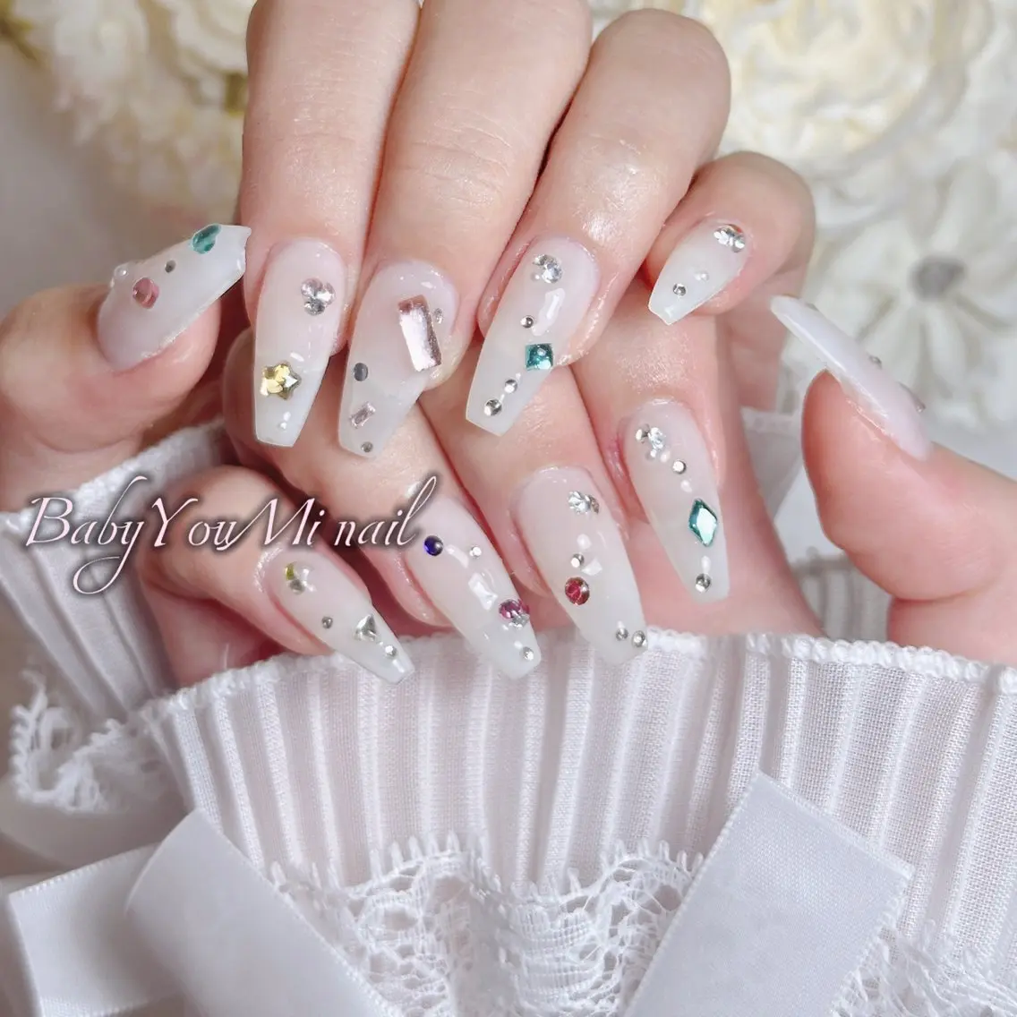 ネイル オーロラネイル チークネイル 成人式 フットネイル フレンチネイル ハンドネイル BabyYouMi nailのネイルデザイン