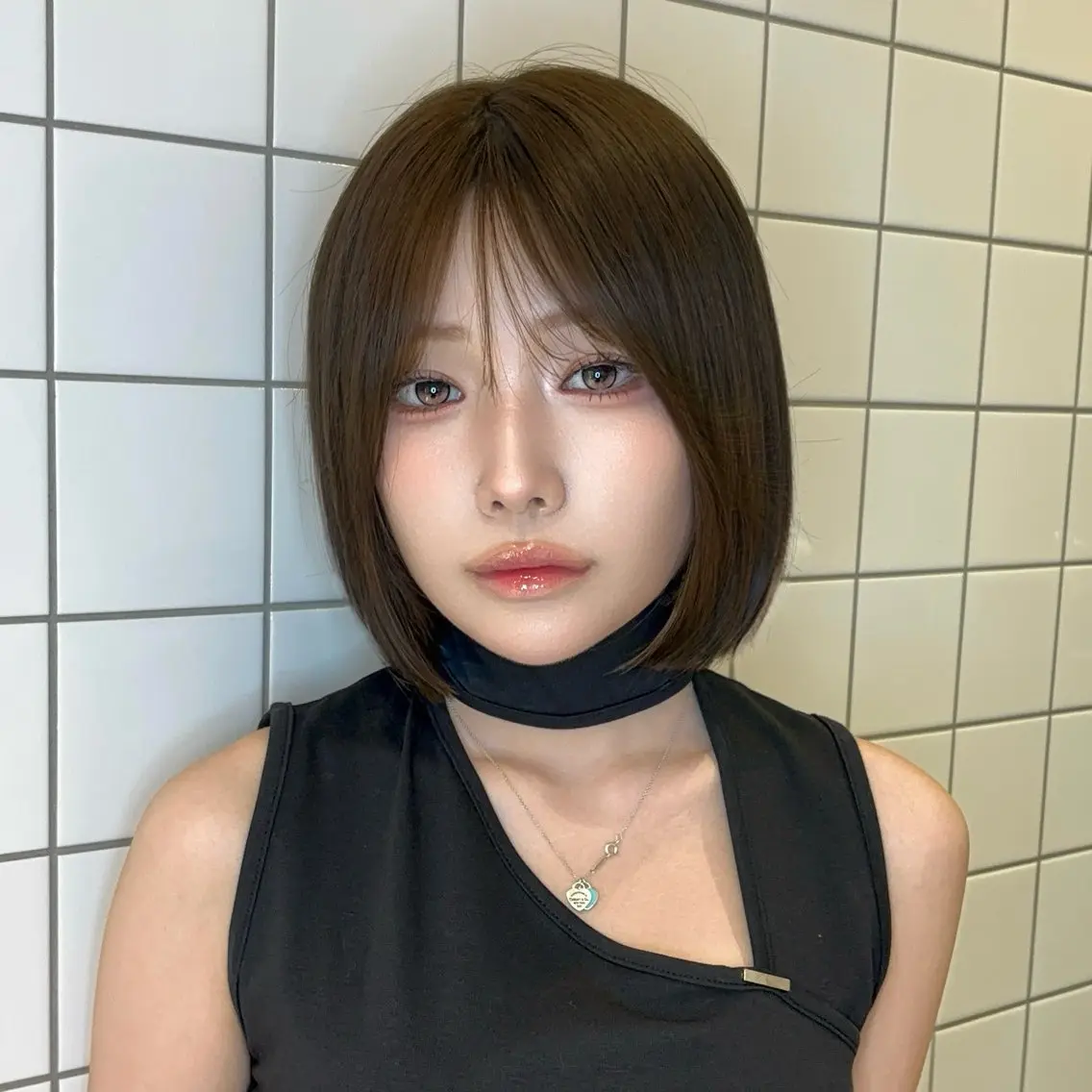 ミディアム カラー ヘアアレンジ ベージュカラー 透明感カラー ボブ 韓国風ヘア ワンホンヘア カット ヘアカラー トリートメント 韓国ヘア/ロー レイヤー/Rumiのヘアスタイル