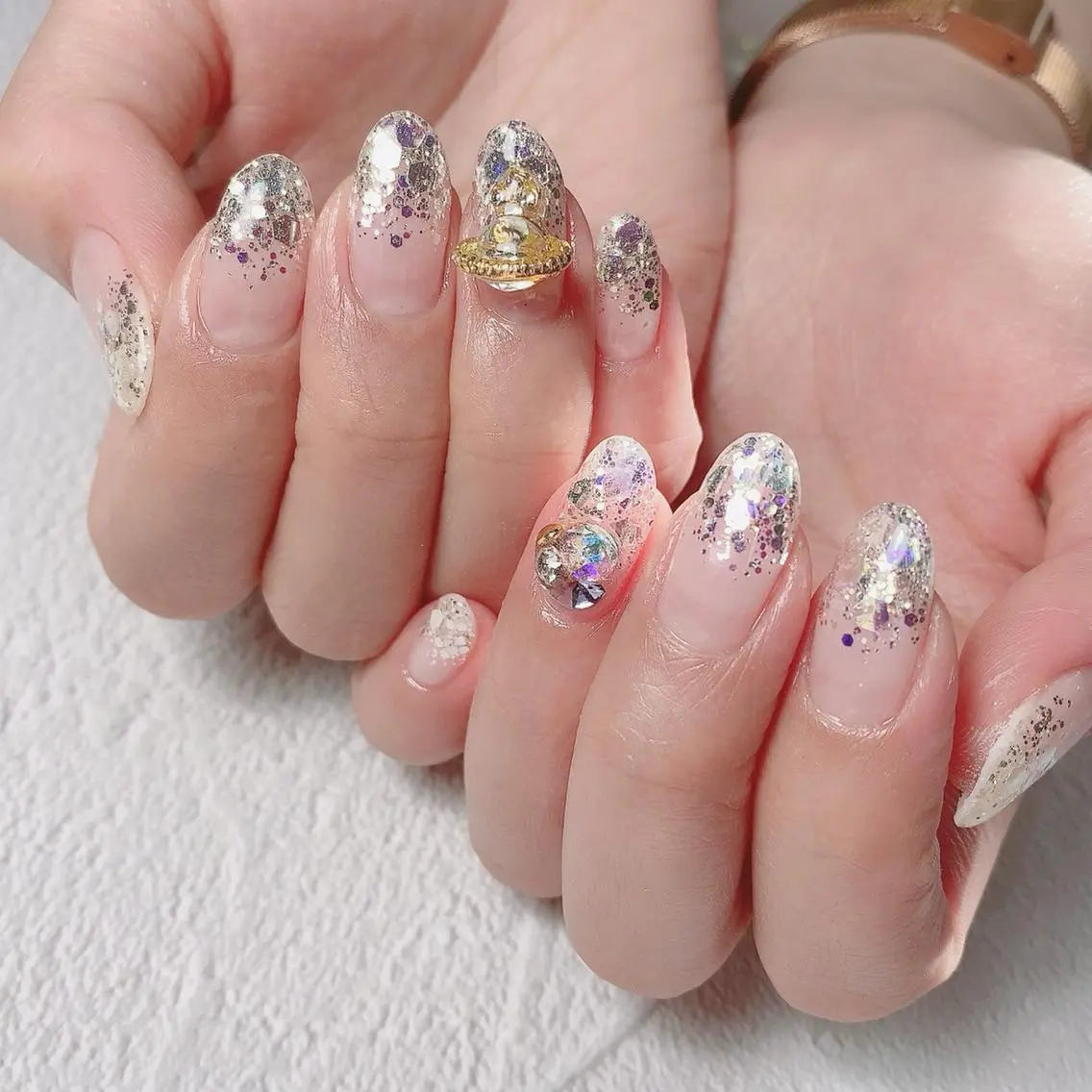 ネイル 渋谷／チップ長さ出し 👑アプレgel-xのネイルデザイン
