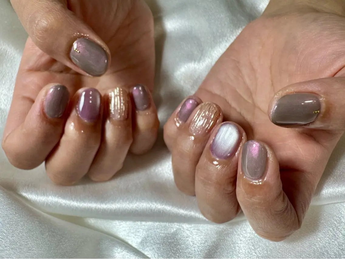 ネイル オーロラネイル 桜ネイル フラワーネイル フットネイル フレンチネイル ハンドネイル kikinail 溝の口のネイルデザイン