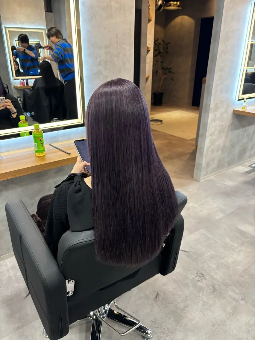 ロング カラー パーマ ヘアアレンジ 透明感ブリーチカラー 🌈TOMOHIROのヘアスタイル