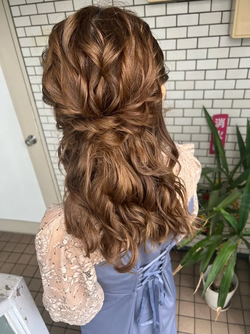 ヘアアレンジ ハーフアップ ヘアセット 大人可愛いヘアメイク 💋🧚‍♀️しずかのヘアスタイル