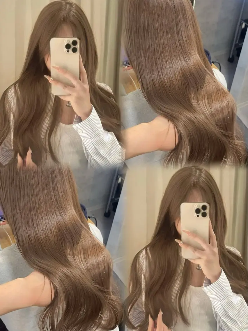 ロング カラー ベージュカラー ヘアカラー トリートメント ヘッドスパ ヘアセット 淡色/ワンホンヘア 🤍MINORIのヘアスタイル