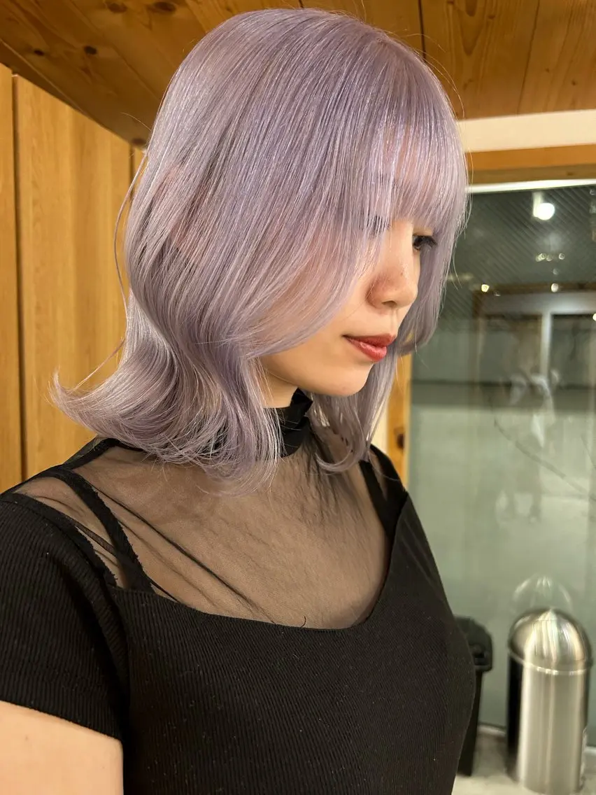 ミディアム カラー メンズ ラベンダーカラー カット ヘアカラー トリートメント 🧸艶々韓国ヘア 🧁mizunaのヘアスタイル