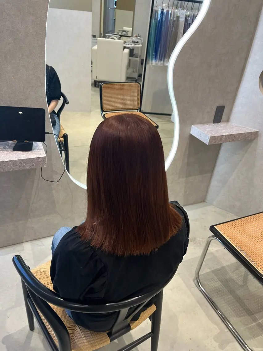 カラー ブラウンカラー オレンジ オレンジブラウン カット ヘアカラー 福島 果音のヘアスタイル