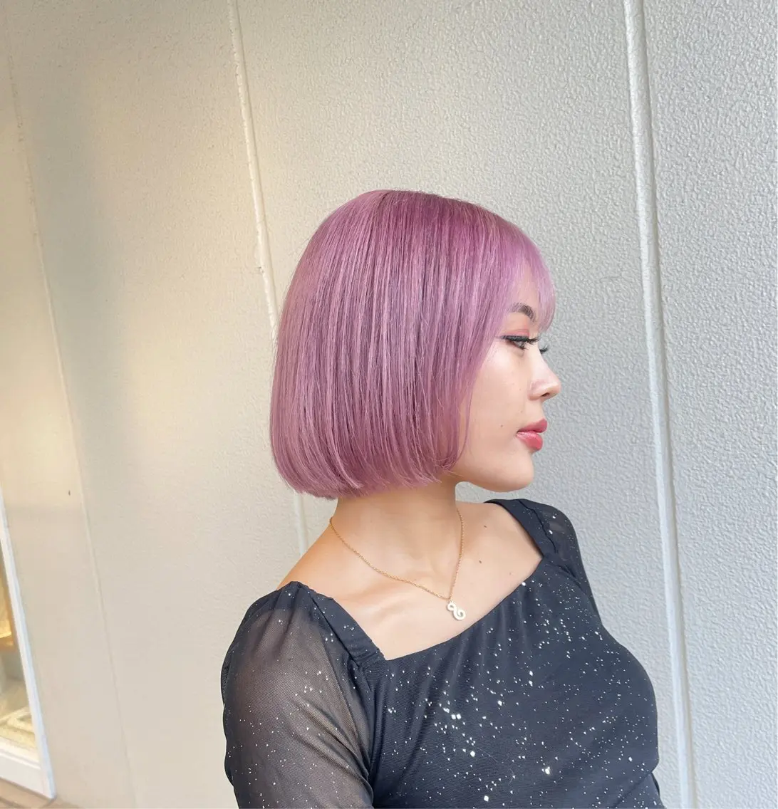 ショート カラー ヘアアレンジ ラベンダーカラー ピンクカラー ピンクラベンダー ホワイトピンク ヘアカラー トリートメント ヘッドスパ ヘアセット 艶カラー✨縮毛矯正✨ 翁長孝輔のヘアスタイル